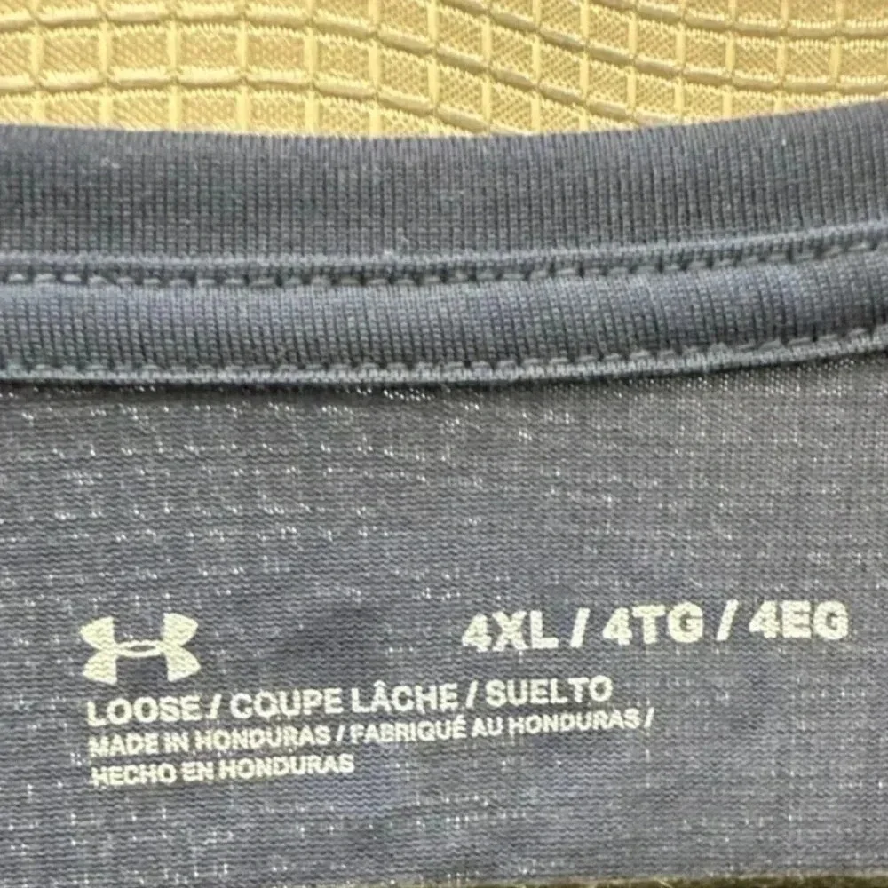 New Men’s Under Armour UA Tech graphic Tee Shirt Blue lightweight 4XL plus size - Picture 4 of 5